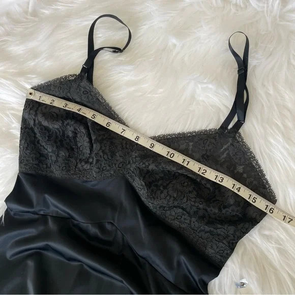 Vintage Henson Kickernick Full Dress Slip / Negligee Black + Gray Lace Size 32 - Picture 14 of 16